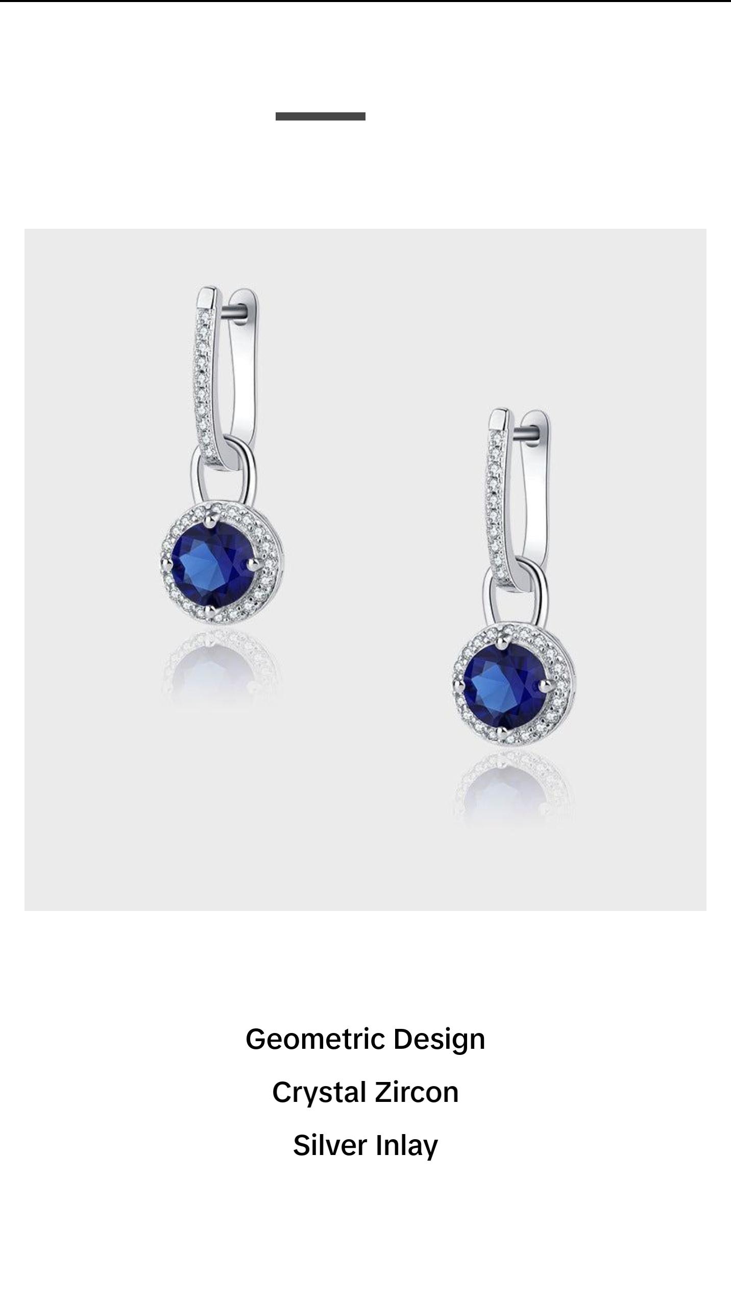 Fashionable Silver Inlay Geometric Earrings with Crystal Zircon