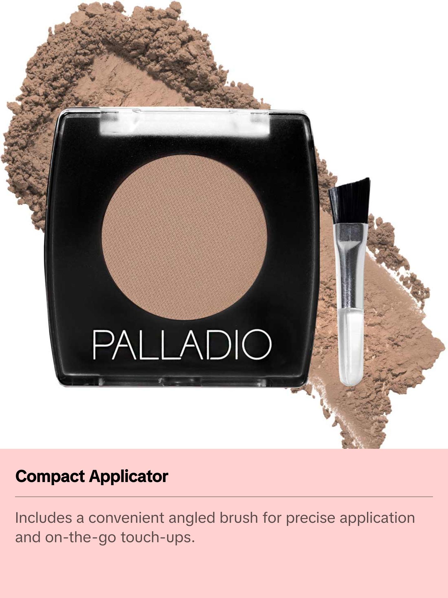 Palladio Brow Powder, Soft and Natural Formula, Includes Applicator Brush, 4 Shades Available, Travel-Friendly, Cruelty-Free, Paraben-Free, Gluten-Free, Vegan, Dark Brown
