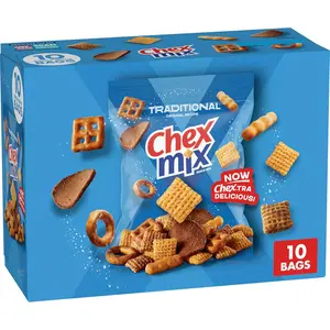 Chex Mix Snack Mix, Traditional Original Recipe, Multipack, Pub Mix Snack Bags, 10 Ct, 17.5 oz