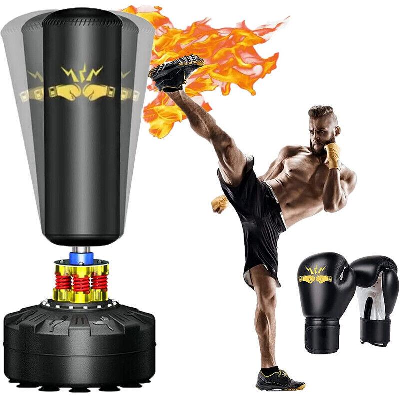Real Freestanding Boxing Punching Bag with Gloves Stand 70'' Heavy Duty Standup Bag with Suction Cups & Weighted Base for Adults Kickboxing MMA Muay Thai Fitness Training