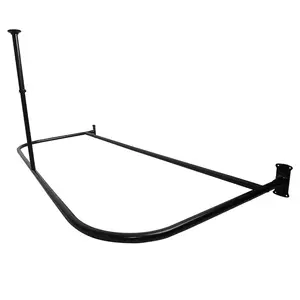 Utopia Alley DR1XX Rustproof Wall Mounted Aluminum D-shape Shower Rod With Ceiling Support for Freestanding Tubs, 60 * 25 in