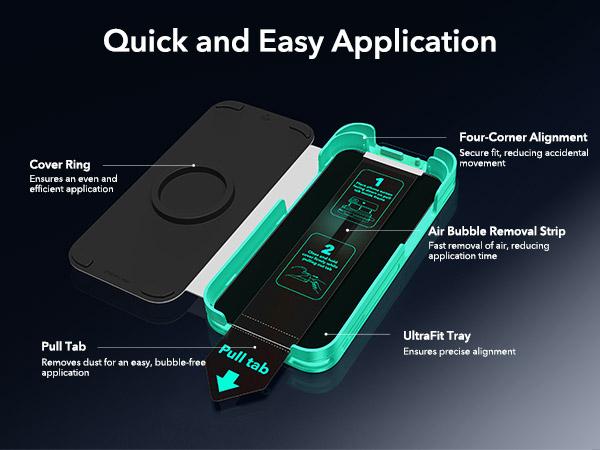 ESR 3 Pack 9H+ Glass for iPhone 17 16 15 14 13 Screen Protector Military Grade Shatterproof Full Coverage Tempered Glass with Easy Installation Tool for Smartphone Protection