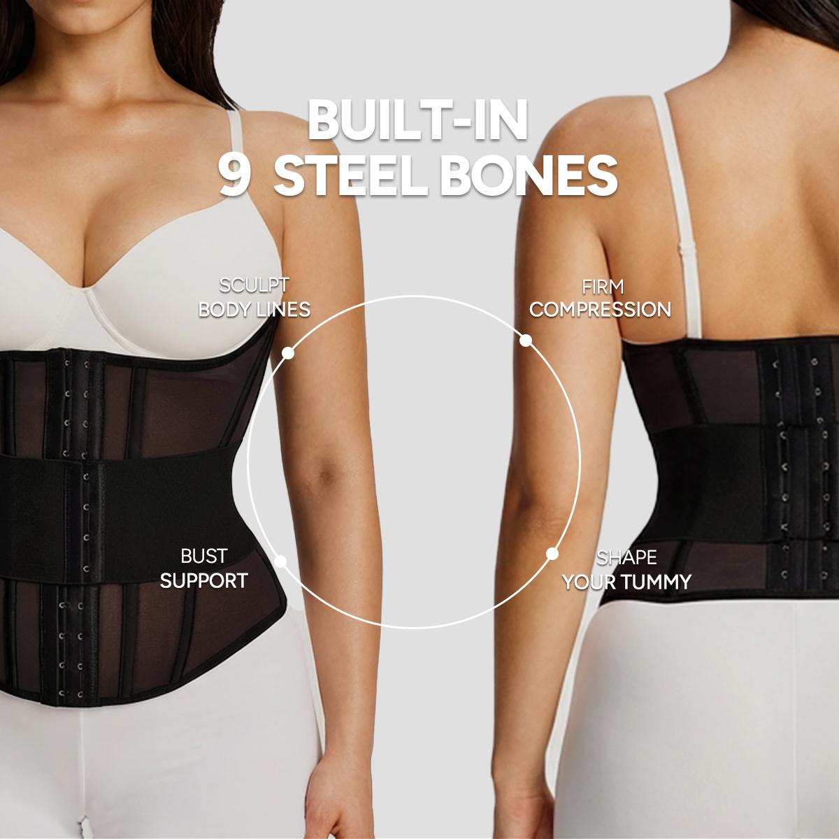 Nebility Women's Waist Trainer Belt with Built-in Steel Frame Double Wrap Waist Cincher Trimmer Ab Belt Tummy Control Body Shaper Firm Compression & Shaping basic shapewear tummy wrap waist trainer extreme