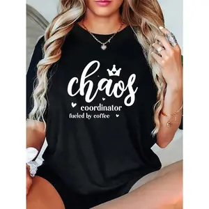 100% Cotton Unisex Chaos Coordinator Fueled by Coffee T-Shirt - Choose Love Not Fear T-Shirt – Short Sleeve, Unisex Tee