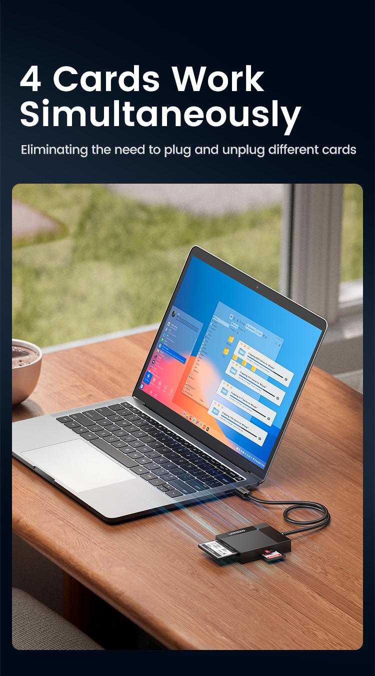UGREEN 4in1 SD TF Card Reader 5Gbps 2TB Max USB 3.0 TF, SD, CF,MS ,Micro SD, SDXC for Windows Linux MacOS Laptop PC, Computer Office Accessories, September Restock，TikTokShopBlackFriday ,TikTokShopHolidayHaul