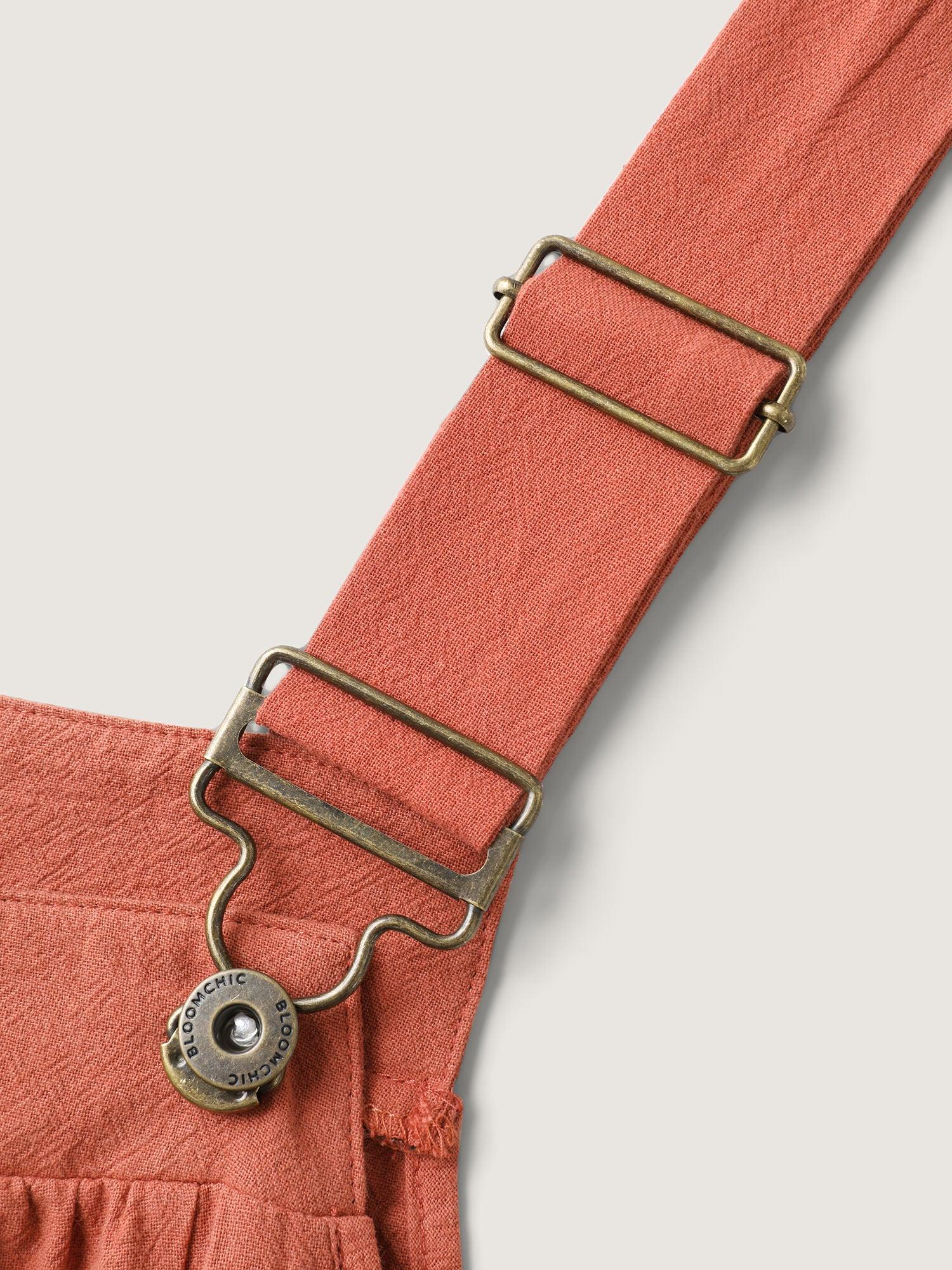 BLOOMCHIC Rust Pure Cotton Pleated Pockets Midi Dress Sleeveless Square Neckline Comfortable Breathable Midi Length Side Seam Pockets Basic Minimalist 2026 Spring Break Gift For Easter's Day Mother's Day