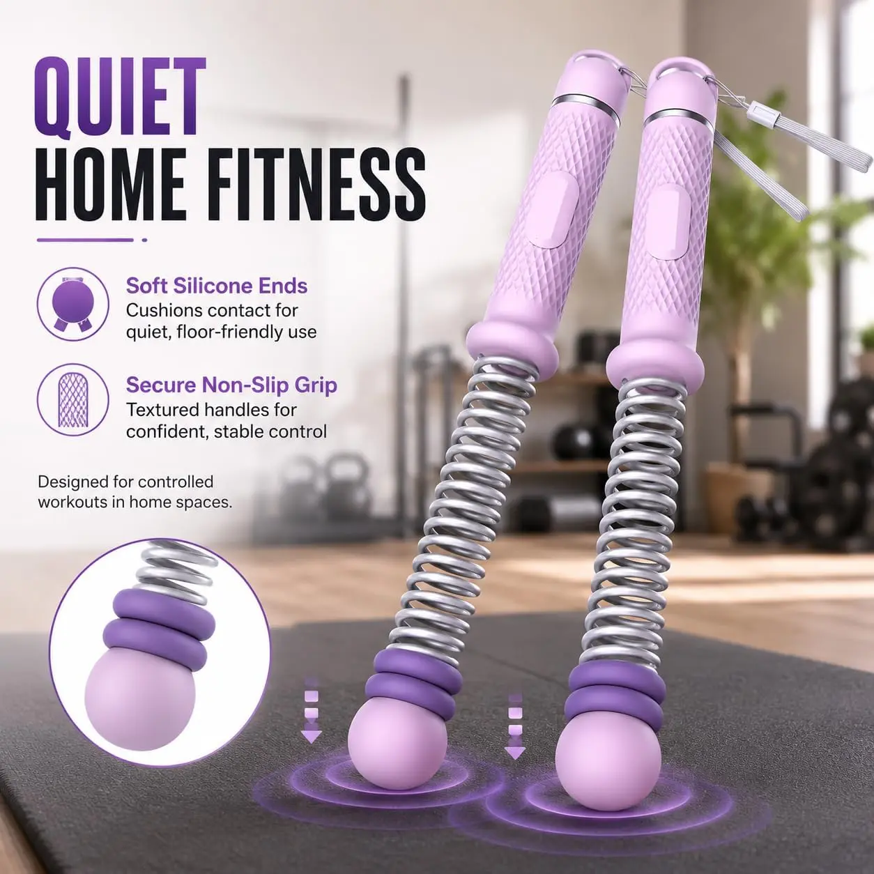 Weighted Ropeless Battle Rope - Heavy-Duty Hand Strengthener, At Home Gym Equipment, Portable Size Gym Tool for Core Building, Strength Training & Home Workouts (Purple)