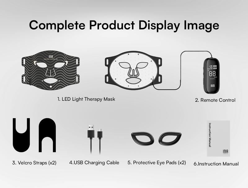 INIA GLOW 2 Red Light Therapy Mask , 4 Light Modes with 850nm NIR, 2600mAh Rechargeable LED Face Mask for Skincare at Home and Travel, Best Valentine's Day Gift for Her