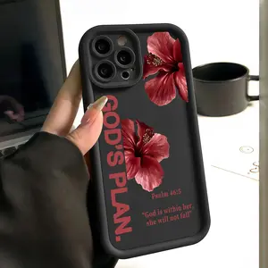 God's Plan Psalm 46:5 Floral Pattern Phone Case for iPhone 17 Pro Max 16 15 Plus Air 14 13 12 11 TPU Protective Case |   Lanyard Phone Case Phone Case For iPhone 17 16 15 14 13 12 11 PRO PLUS MAX Phone Case