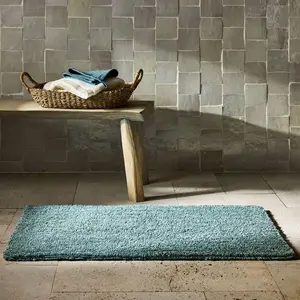 21"x34" Organic Melange Reversible Bath Rug Teal - Casaluna