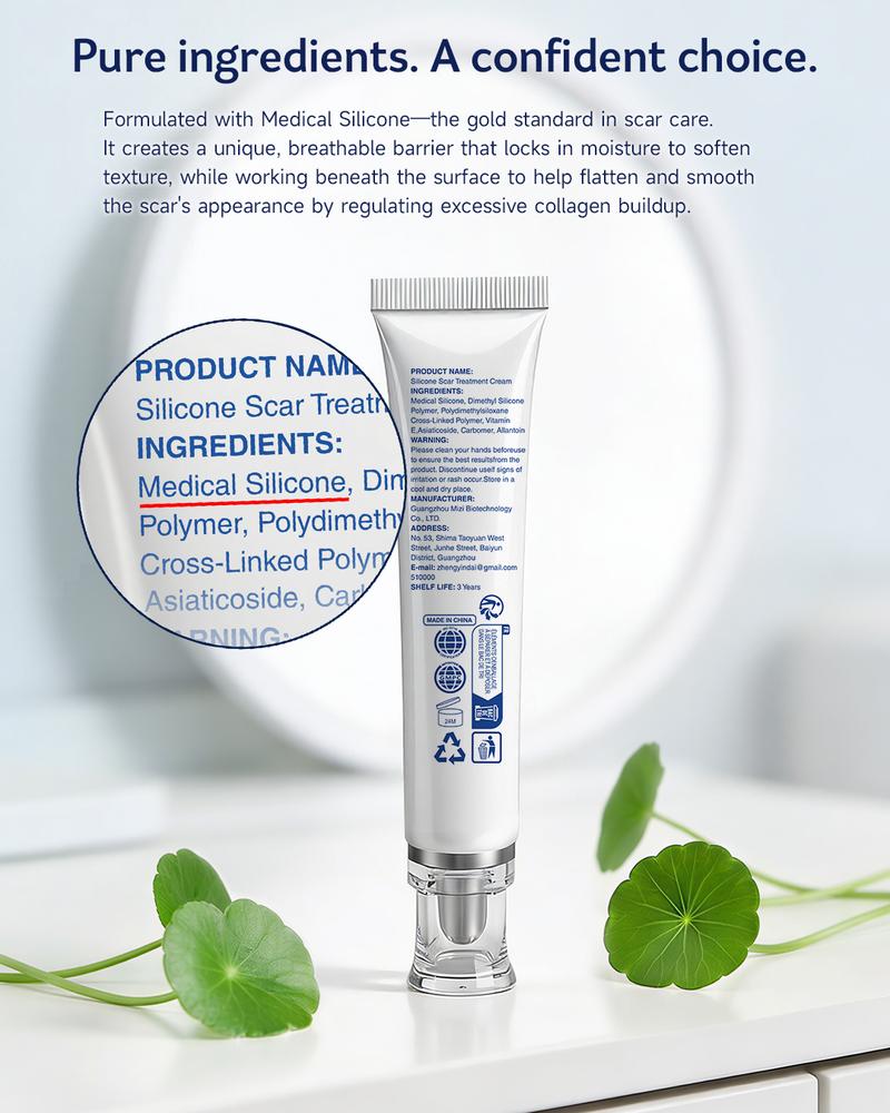 NovacaraX Medical Grade Silicone Scar Treatment Cream - Advanced Fade for Keloids C-Section Surgical Burns & Acne Marks - Safe for Adults Kids & Pregnant Women - FDA-Recommended Formula