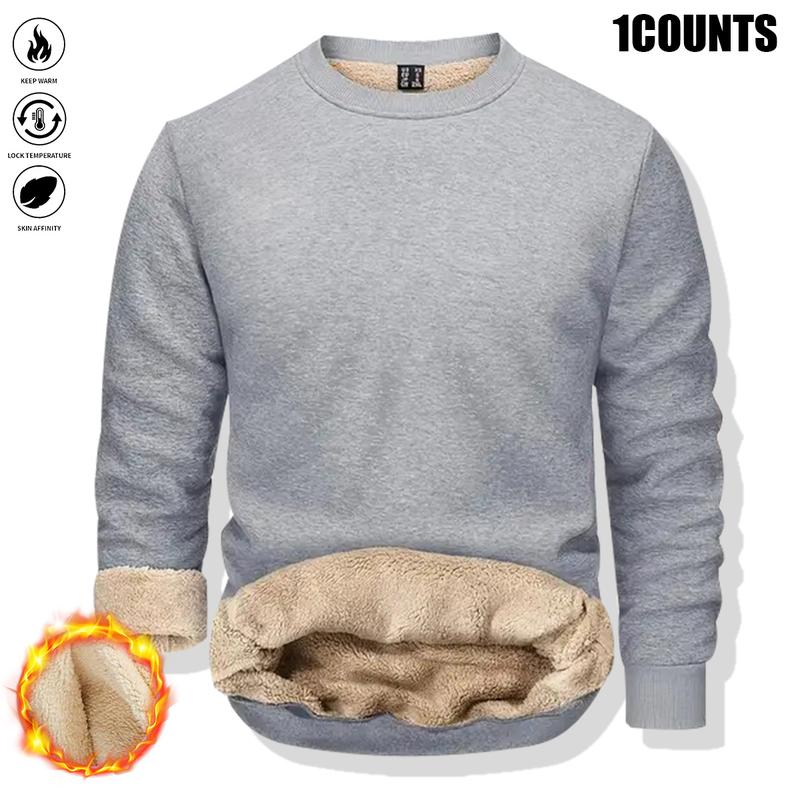 3COUNTS Men's Heavyweight Crew Neck Sweatshirt Autumn Winter Warm Pullover Knitwear No Stretch Fabric Long Sleeve Casual Sports Cold Weather Essential Winter Sweater Outdoor Activities Classic Comfort Fabric Middleweight Windproof