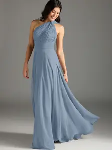 Azazie Charlize A-Line One-Shoulder Pleated Floral Bridesmaid Wedding Guest Formal Dress