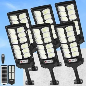 6-Pack Solar Street Lights Outdoor, 13000LM 6500K Waterproof LED Solar Flood Lights with Motion Sensor, Dusk to Dawn Solar-Powered Light for Outside, Security Lights for Parking Lot Yard Driveway