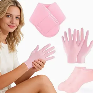 3 Piece Moisturizing Hand and Foot Set, a Pair of Care Gloves and Foot Covers, Suitable for Dry and Cracked Heel, Anti-crack Softening Keratin Foot Set,Mother's Day Gift. outdoor thermal compression warm