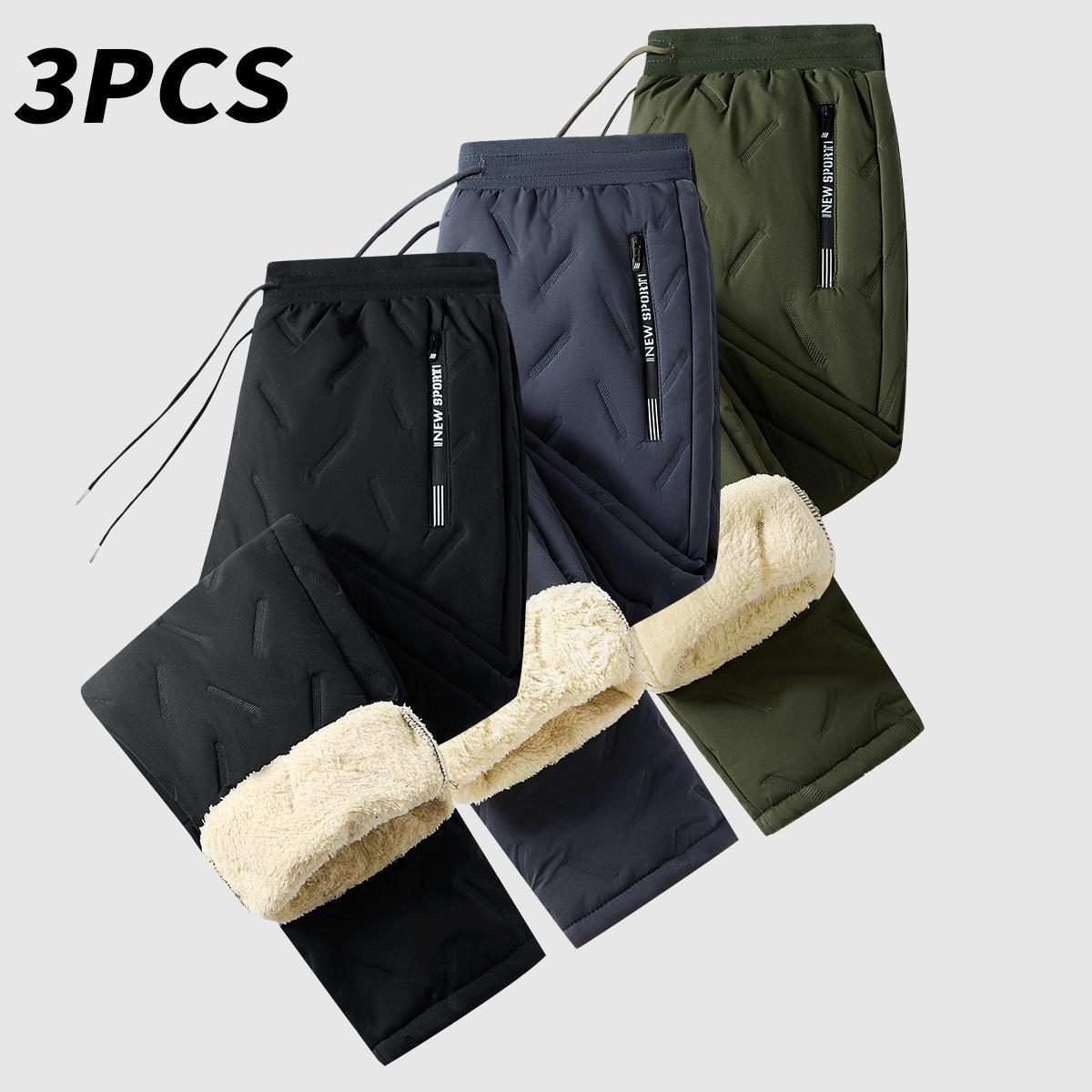 Men’s Warm Thermal Winter Snow Pants Ideal for Workouts & Outdoor Activities Machine Sweatpants Men Perfect for Extreme Cold Weather Layered Solid Color Design Regular Fit Menswear Top Stylish Trousers Men’s Casual Plain drawstring waistband