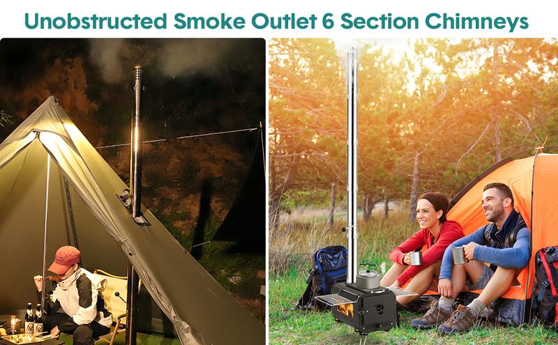 GARVEE Outdoor Portable Wood Stove, Tent Stove,Wood Burning Stove for Camping,Cast Iron Wood Stove,Tent Heaters for Camping, Includes Chimney Pipes ans View Glass,Ice-fishing, Cookout, Hiking, Travel