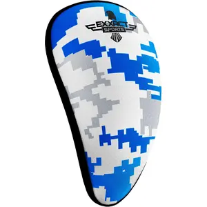 Exxact Sports Lightweight Athletic Cup Mens & Boys with Soft Rim Comfort for Superior Support, Baseball Cup Youth Boys for T-Ball, Football, Lacrosse, Hockey Groin Protector (Blue Camo)