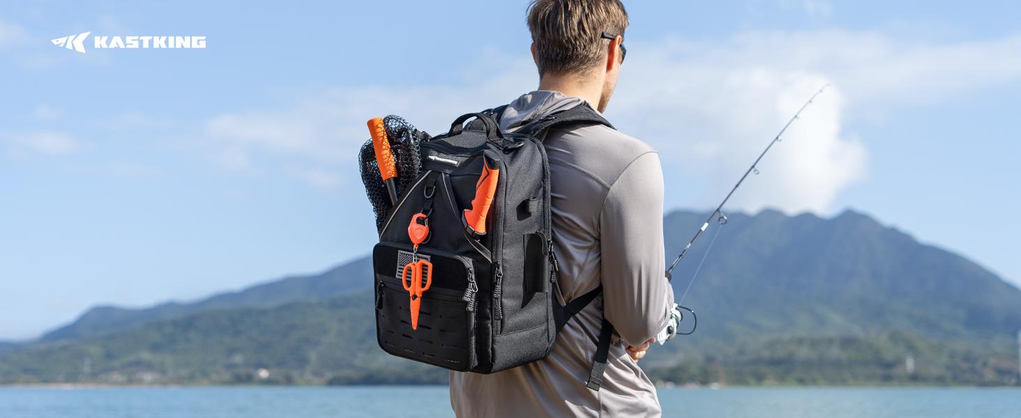 Karryall Fishing Tackle Backpack with Rod Holders 4 Tackle Boxes,40L Fishing Bag Storage Fishing Gear and Equipment, Multi-Functional Storage ,Waterproof & Durable Fishing Bag Ideal for Camping & Outdoor Activities Hunting