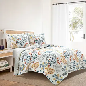 Lush Decor Boho Botanical Floral Quilt 3 Piece Set Full/ Queen/ King/ Cal King Yellow & Multi - Floral Bedding Set - Reversible Quilt - Flower Print - Scandinavian & Boho Bedroom Decor