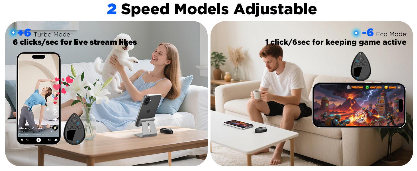 Bluetooth Screen Tapper Auto Clicker for TikTok App - Wireless Touchpad Remote Phone Tapper for iPhone & Android，Dual Device S1/S2, 2-Speed Silent Clicker