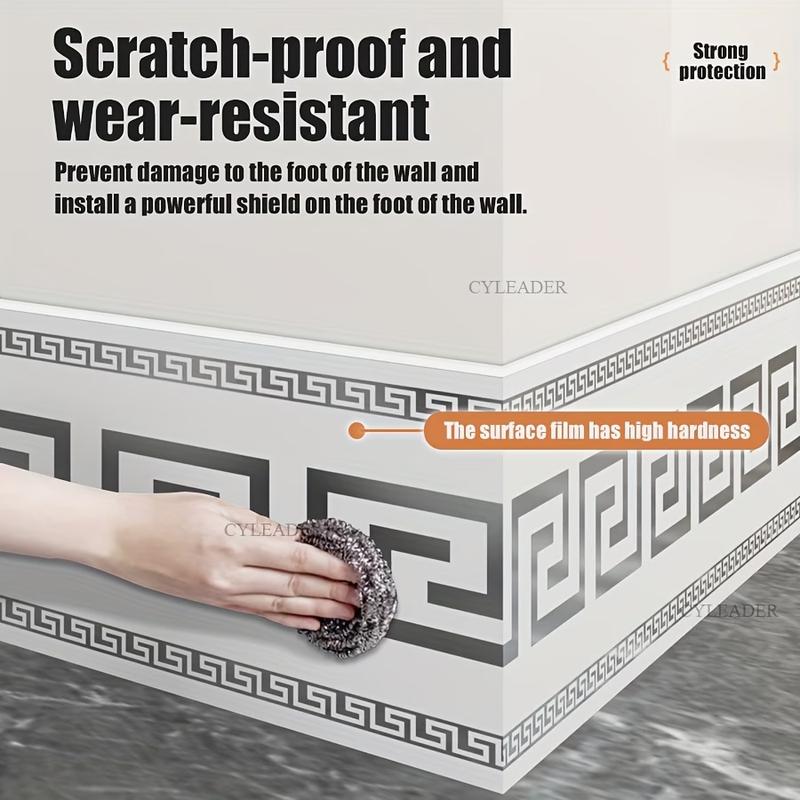 1 roll Self-Adhesive Baseboard, Wall Corner Guard, Peel & Stick Molding, 3.94inch x 196.85inch Vinyl Trim, DIY Floor & Wall Protection, Removable Skirting Board, Countertop Edge Guard, Ceiling Corner, Easy No Tools Installation