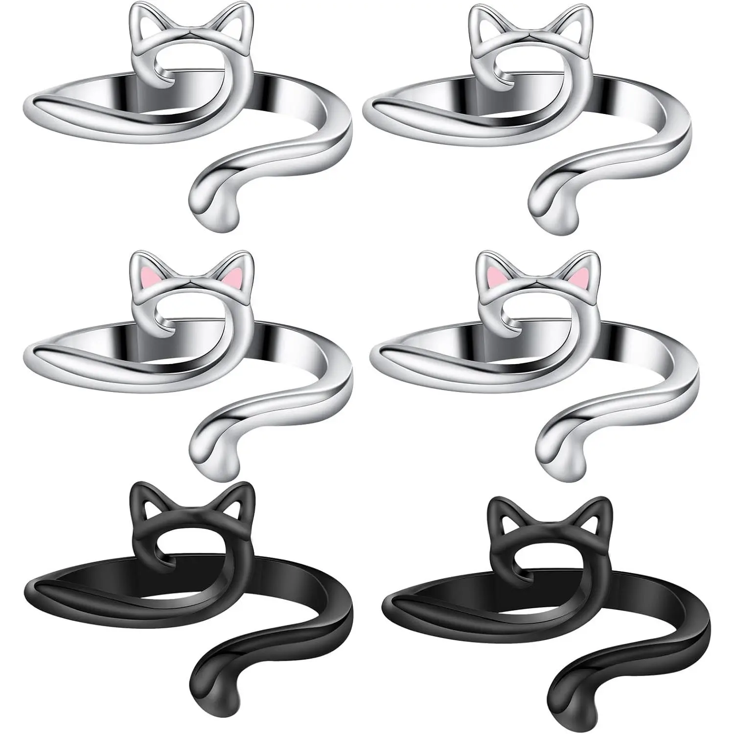 6 count Knitting Crochet Loop Ring for Fingers Metal Open Yarn Guide Crochet Rings Adjustable Braided  Knitting Thimbles Holders Accessories for Crochet Mother Grandma Gifts with Box