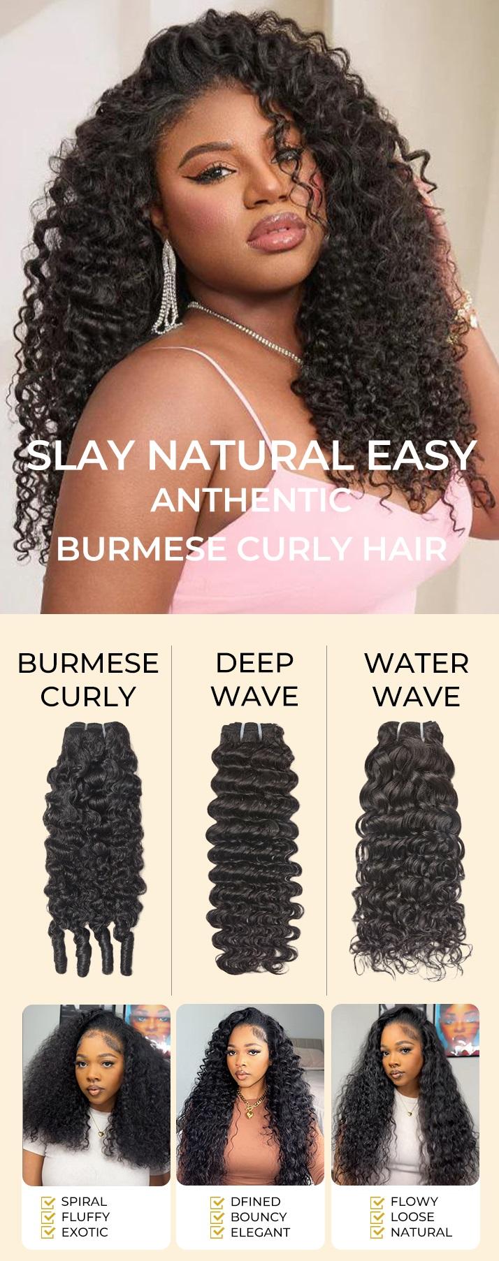 [Wequeen] Easy Blend Burmese Curly Human Hair Bundles with Free Perm Rods Brazilian Quick Weave Budget Friendly Viral Hair Natural Black Color