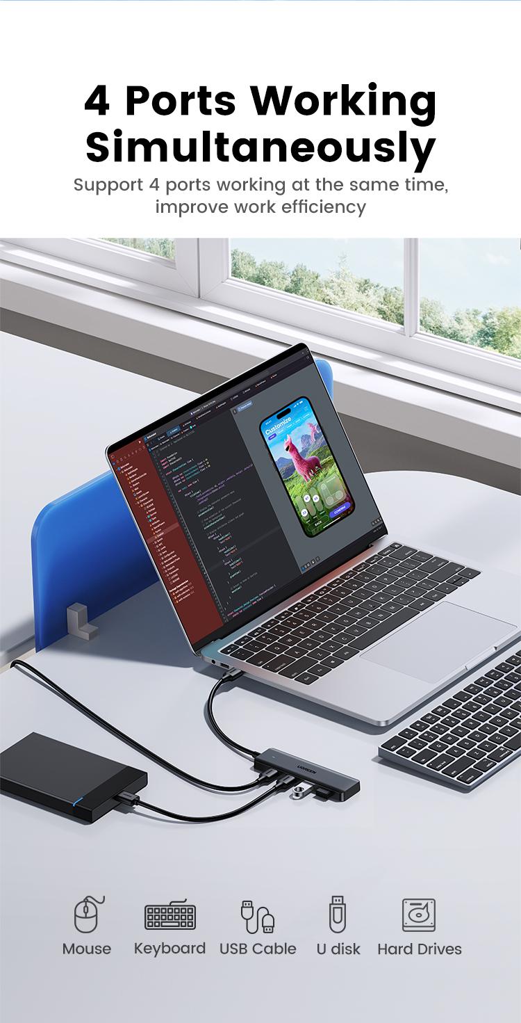 UGREEN 5Gbps USB 3.0 Hub, 4 Ports USB A/USB C Splitter, Ultra-Slim Design, Compatible with PS5, Xbox, Mouse, TikTokShopBacktoSchoolKeyboard, Flash Drive, Deals for You,September Restock，TikTokShopBlackFriday ,TikTokShopJumpstartSale