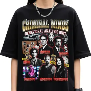 Criminal Minds BAU Graphic T Shirt, Hotch Reid Morgan Rossi Prentiss Garcia Retro Unisex Tee