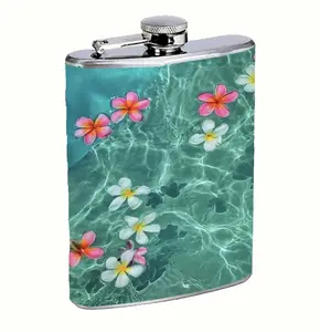 Tropical Hibiscus Summer Plumeria Ocean 8oz Stainless Steel Flask