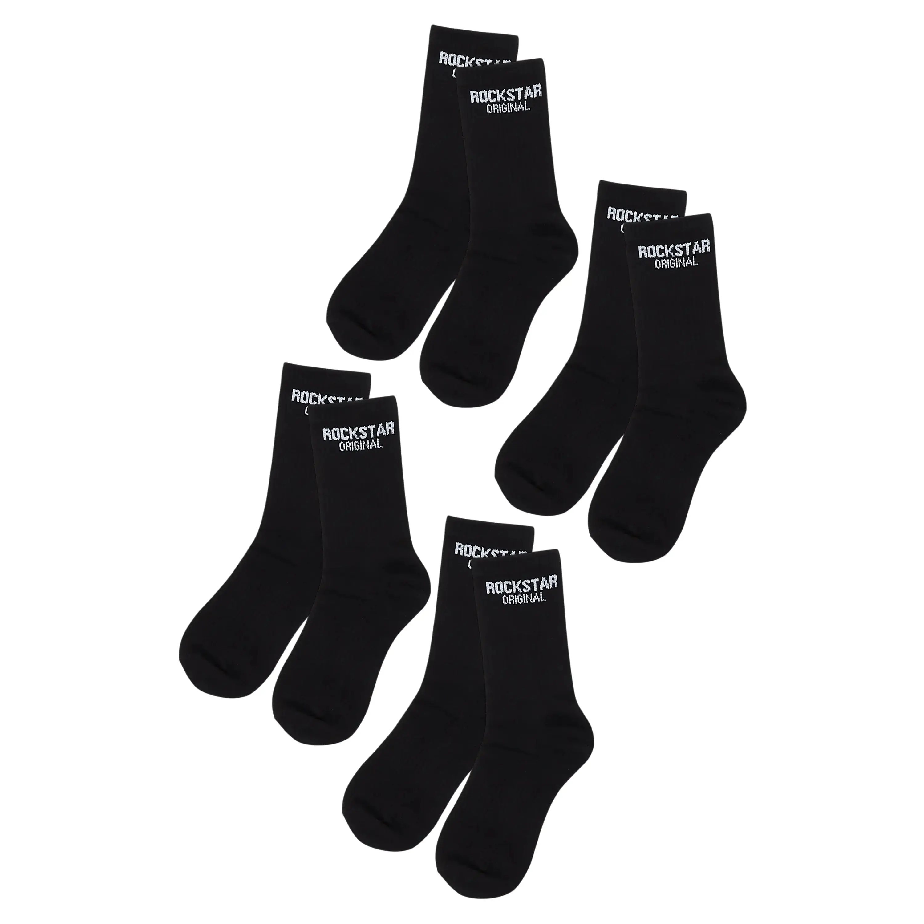 Womens Rockstar Dist Black Basic Socks 4 Pack