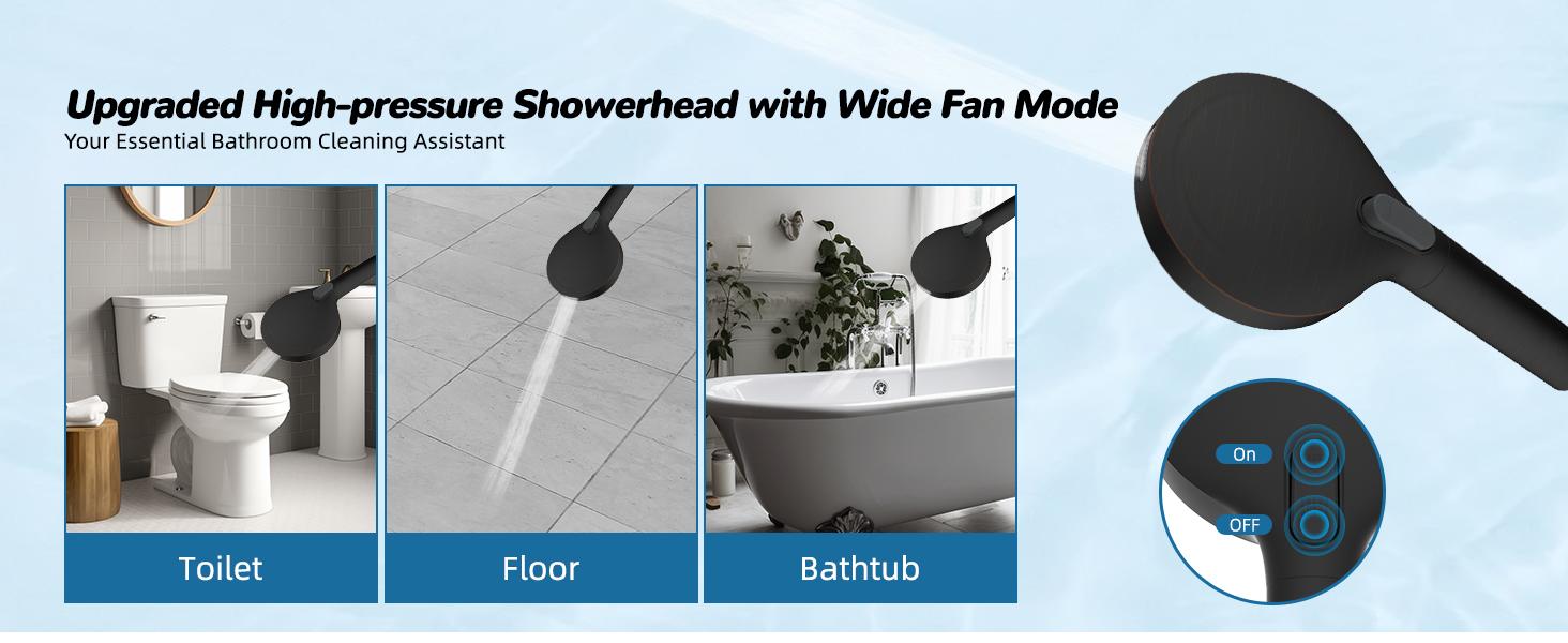 Hibbent Upgraded 13'' Shower Head Combo, High Pressure 5 Spray Rainfall Showerhead with 10 Spray Modes Handheld,All Metal Easy Reach 4-way Diverter with Pause Mode, 71'' Hose and Holder, Matte Black