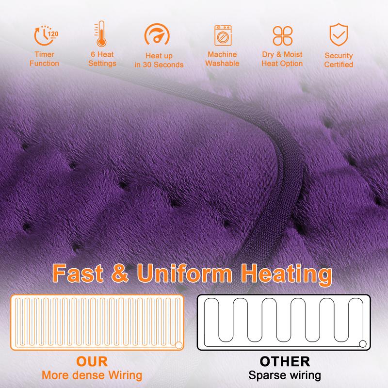 Deepsoon Heating pad, 33in×17in, 24in×12in, 6 temperature levels and 4 time settings, portable, back, neck, shoulders and legs heating, machine washable, perfect holiday gift for men, women, parents, Christmas gift
