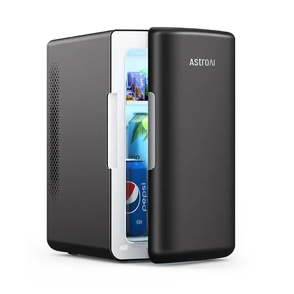 AstroAI 6 Liter/8 Cans Capacity  Portable Mini Fridge Ease Of Handling with 110V AC/12V DC Power Cables, 1500W Refrigeration Function For Home And Car Use