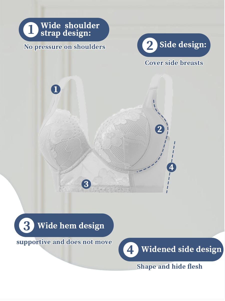 6-Bra Set Adjustable Anti-Sagging Push-Up Bra with Underwire - Full Coverage Lift & High Traction Steel Wire Comfort Set for Women | Elegant Lace Trim Non-Detachable Cups for daily wear & special Occasions