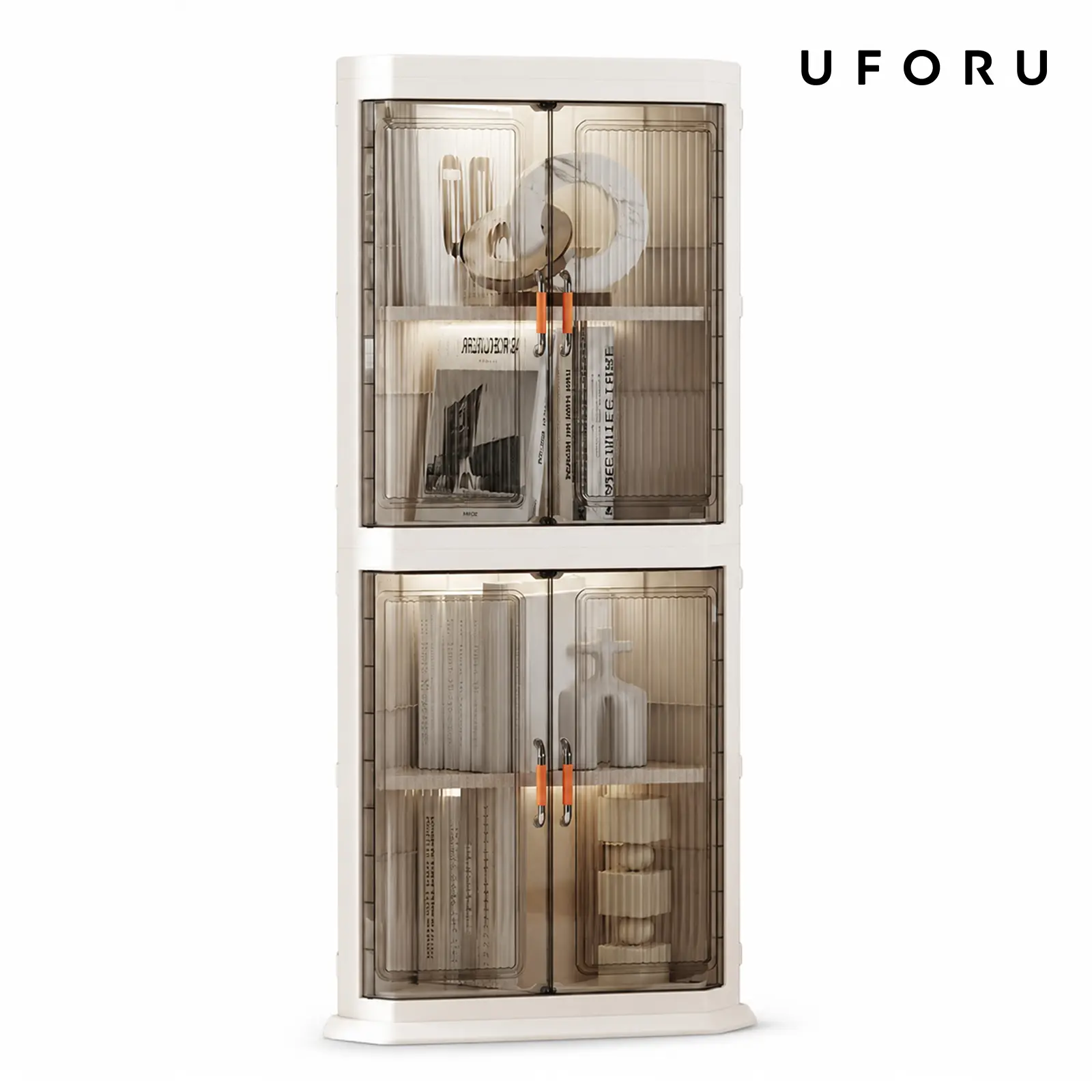 UFORU 3-Tier Corner Storage Cabinet, Foldable Stackable Storage Organizer with Transparent Doors, Space Saving Corner Shelf for Kitchen, Bedroom, Living Room, Dorm and Apartmentdealsforyou#SummerWins