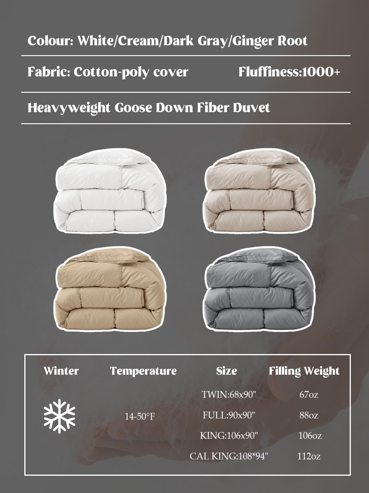 PEACE NEST Goose Down Comforter Winter Duvet Insert Heavyweight Machine Washable Premium Hotel Quality for Winter