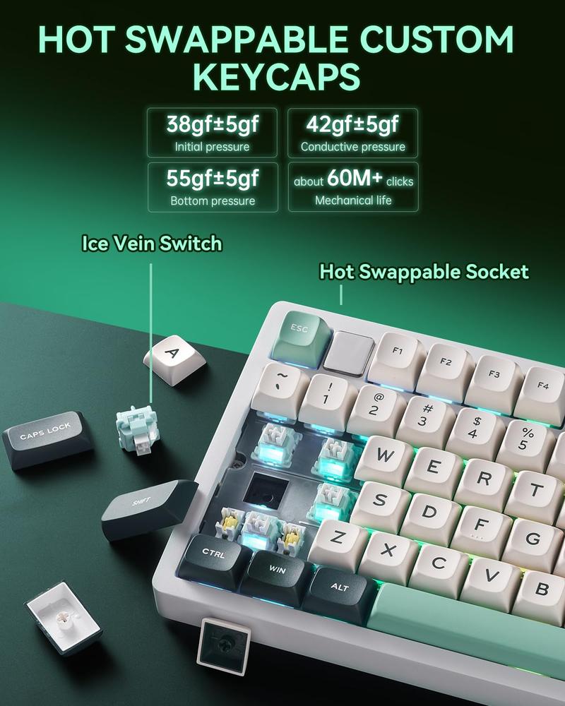 AULA X Leobog Hi75 Portable Mechanical Gaming PC Keyboard, 16 RGB Backlit Compact 81 Keys Mini Wired Office Keyboard with Rotating Button & Original Switches for Windows Laptop PC Mac Leobog Keyboard ASMR,Nimbus Switch