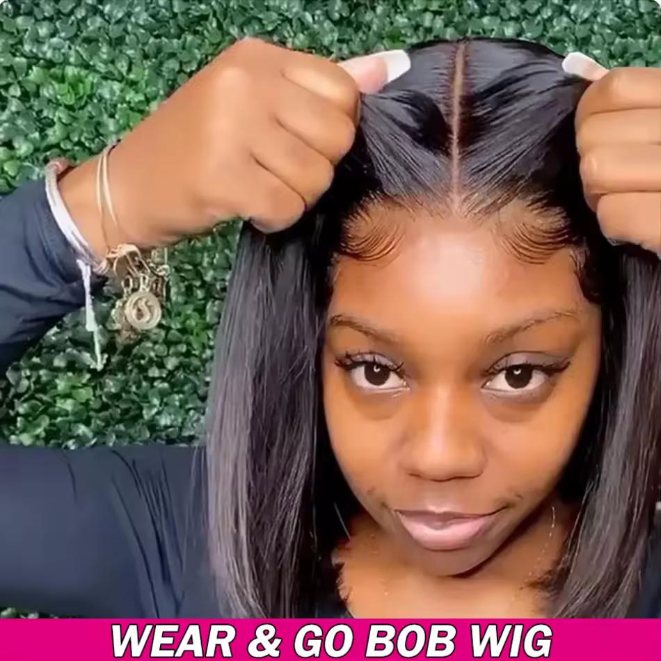 Hot Sale Glueless Wigs Short Bob Bone Straight Best 100% Human Hair Wig for Women Ready To Wear And Go 6x4 HD Lace Frontal Wig Brazilian Black Wigs On Sale