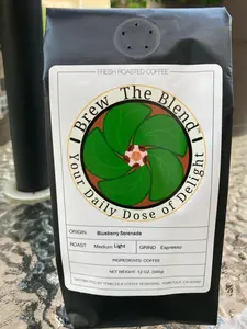Brew The Blend Blueberry Serenade Reserve Ethiopian Coffee from Sidama Region Medium Light Roast Espresso Grind 12 oz