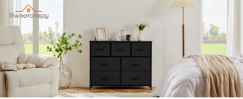 【New Color】Drawer Dresser Organizer, Storage Drawers, Fabric Storage Tower with 7 Drawers, for Bedroom, Closet, Living Room