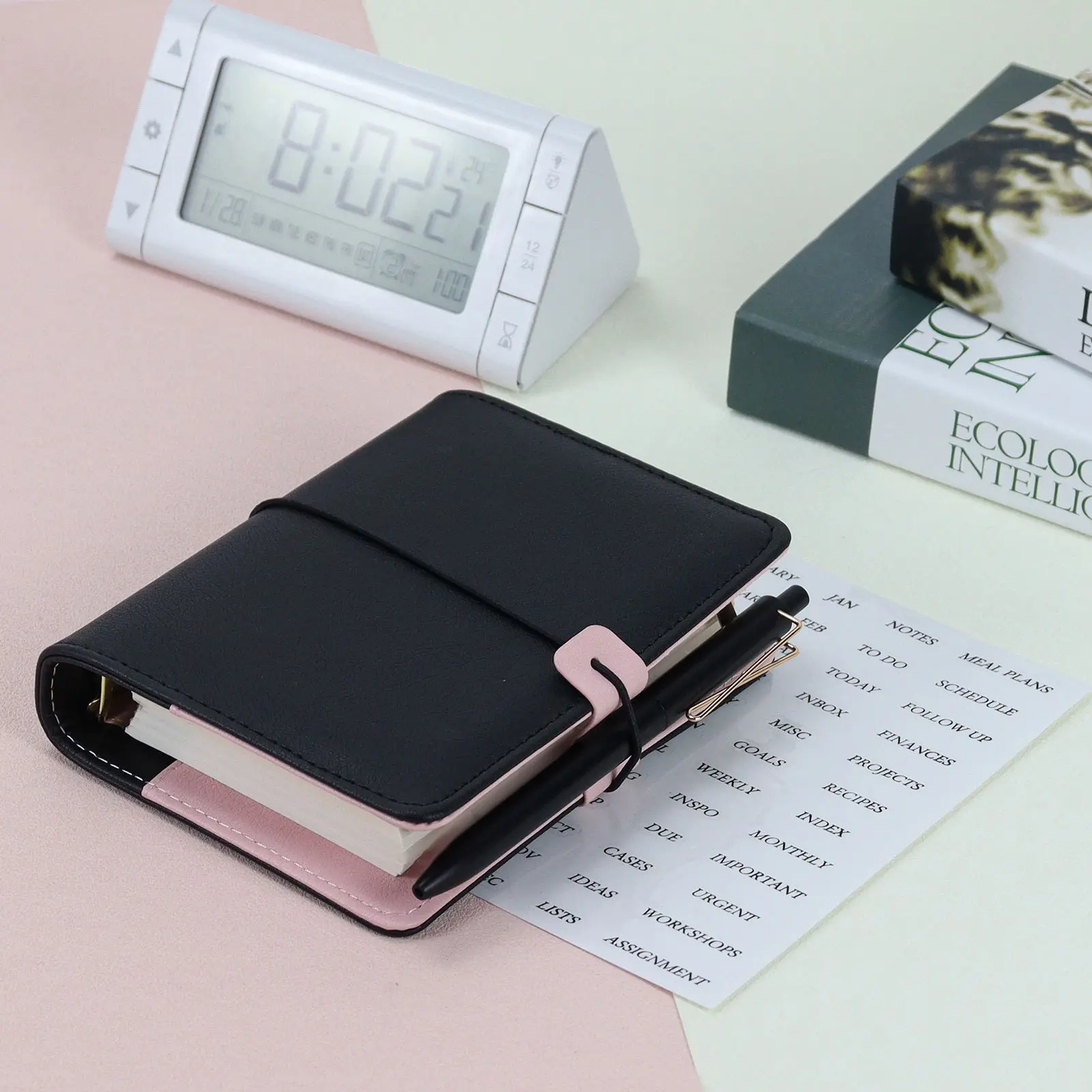 A7 Budget Notebook Wallet Diary Book, Notepad, PU Leather Ring Binder, 45 Blank Pages, Financial Management Journal, Personal Organizer Book, Storage Bag Included, Budget Planner And Monthly Bill Organizer