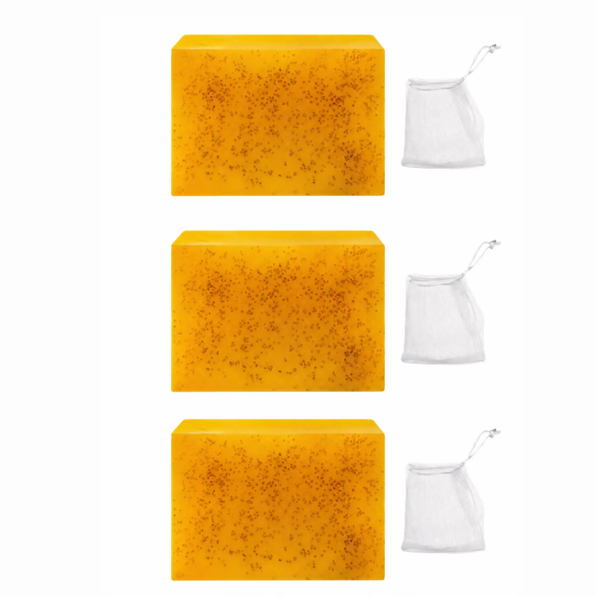 Turmeric Bar Soap with Lemon & KojicAcid - Gentle Moisturizer Cleanser for Sensitive Skin, Multi-Pack Bath & Body Care Cleansing Bar with Bubble Net for Summer Acne Facial Daily Use