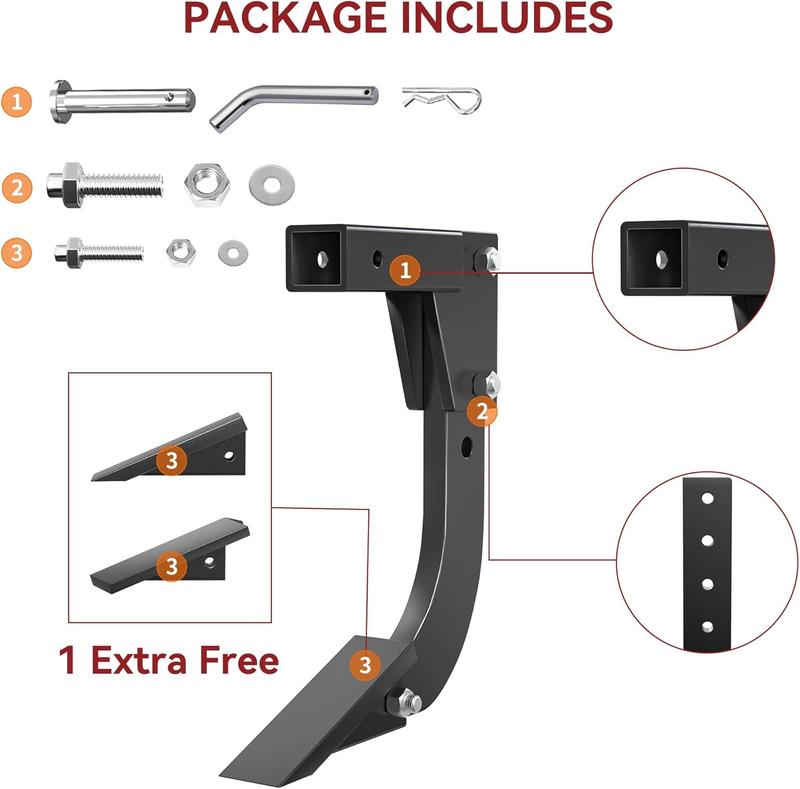 YITAMOTOR Hitch Mounted Ripper, Hitch Lawn Ripper, Middle Buster Plow for ATV/UTV Tractor with 2" Receiver,16" Rigid Drop Shank with Replaceable Ripper Teeth