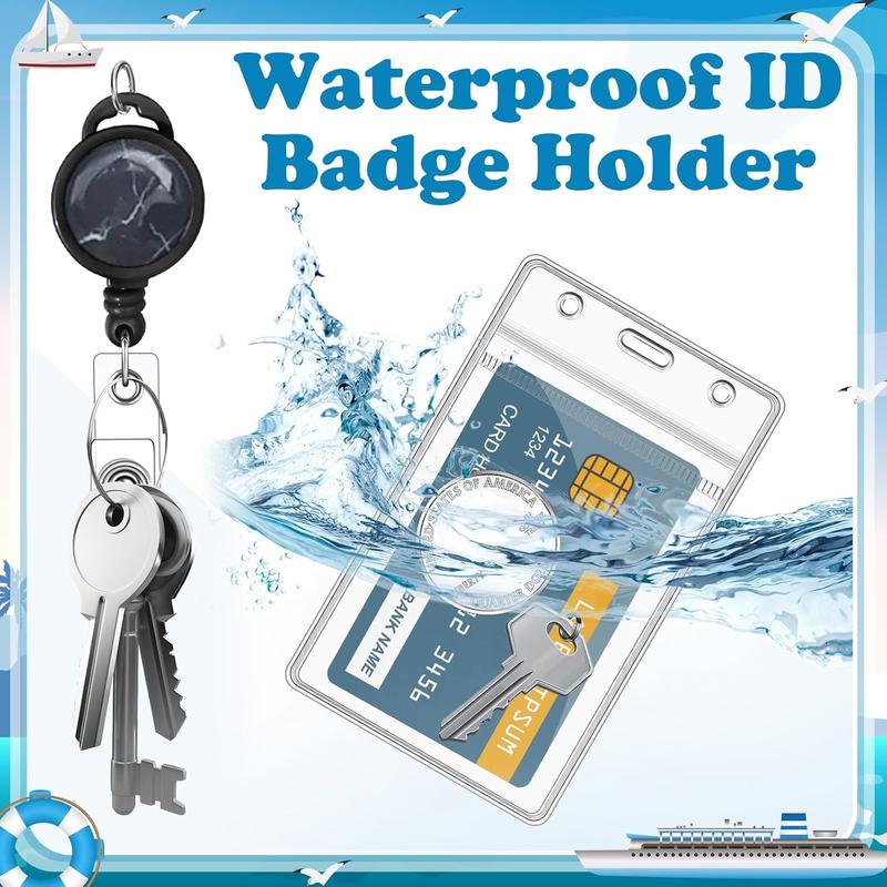 2 Pieces Cruise Lanyard for Ship Cards Marble Lanyards with Retractable Badge Reels Waterproof ID Badge Holder Cruise Essentials Accessories