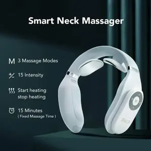 SKG Neck Massager with Heat - Lightweight Portable Cordless U-Shaped Design for Neck Pain Relief & Relaxation, White, Remote-controlled