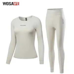 WOSAWE Women's Thermal Base Layer Set Fleece Lined Underwear with Long Sleeve Top and Leggings for Daily Wear, Moto, Cycling, Skiing