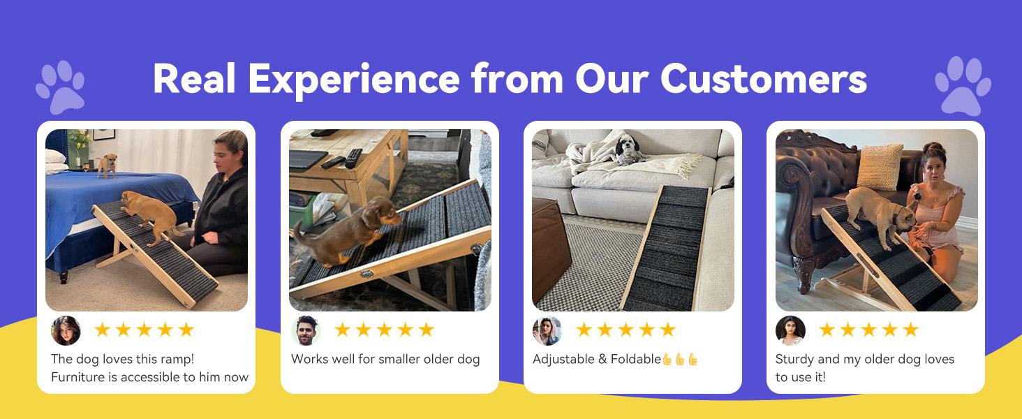 2026 Upgraded Dog Ramp for Couch, Foldable Small Dog Ramp for Low Bed, 4 Adjustable Height from 13'' to 21", Portable Stable Pet Steps with Non-Slip Pad, Pet Ramps Use for Sofa Couch Stairs