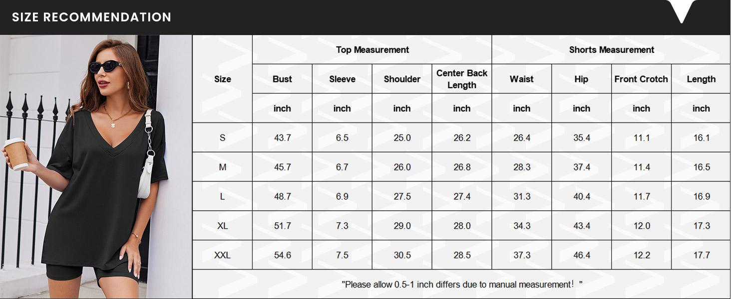 EKOUAER Spring Women's  Two-Piece Pajama Set Summer Casual Oversized V Neck Split Hem Shirts & Shorts Minimalist Lounge Wear Soft Viscose Fabric Comfy Homewear Cozy Pjs For Everybody S-2XL   lightweightruns small